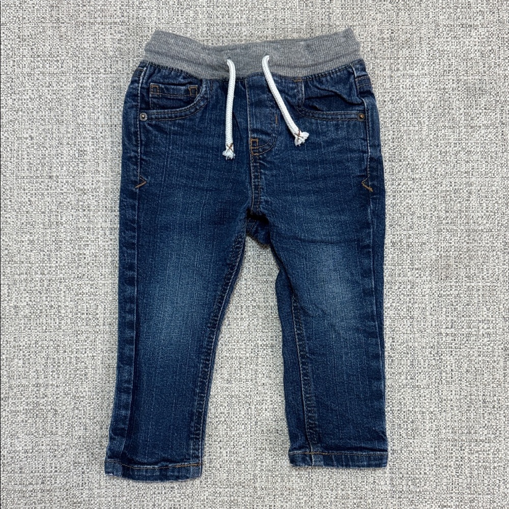 Cat & Jack Blue Jeans with Gray Waistband